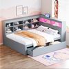 REDOM Stauraumbett mit USB-Steckdose und LED-Beleuchtung, mit Regalen und Ablagefächern (mit Schubladen,Kinderbett Jugendbett, 140x200cm), ohne Matratze Bild 3