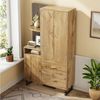 Merax Kompaktgarderobe mit Polsterpaneelen (Garderoben-Set Flurgarderoben Set Scandi, 1-St, 110 x 38 x 186 cm) Dielenschrank mit Schuhschrank, Regalfächern & Soft-Close-Türen Bild 4