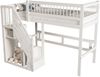 Massivholzbett 90*200, Treppe mit Aufbewahrungsschrank, Kinderbett, Jugendbett, Einzelbett, Massivholzrahmen, hohe Ausführung, weiß Bild 5