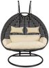 HOME DELUXE Polyrattan Hängesessel mit Regenabdeckung TWIN DELUXE - Schwarz/Creme für 2 Personen Bild 4