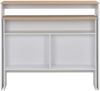 Bartisch, Stehtisch, Bistrotisch mit 2 Tischplatten Weiß und Eichefarben 130x40x120 cm Bild 4