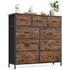 SONGMICS Kommode, Schrank, 9 Stoffschubladen, für Schlafzimmer, Flur, Wohnzimmer, braun-schwarz Bild 2