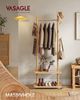 VASAGLE Garderobenständer, 7 Haken, 2 Ablagen, Rollen, Massivholz, Flur, Schlafzimmer, Wohnzimmer, natur Bild 2