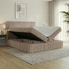 Boxspringbett RALF 200 x 200 cm mit Bettkasten, Topper und gepolstertem Kopfteil. Farbe: Beige, Härtegraden: H4 , Topper: T25-Topper Bild 3