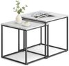 Home Collective Couchtisch 2er Set Beistelltisch Loft Design 2in1 Verschachtelung Wohnzimmer, kratzfeste Oberfläche 50&45cm Marmor Optik, schwarz Beinen quadratisch Bild 5
