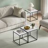 Home Collective Couchtisch 2er Set Beistelltisch Loft Design 2in1 Verschachtelung Wohnzimmer, kratzfeste Oberfläche 50&45cm Marmor Optik, schwarz Beinen quadratisch Bild 2