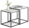 Home Collective Couchtisch 2er Set Beistelltisch Loft Design 2in1 Verschachtelung Wohnzimmer, kratzfeste Oberfläche 50&45cm Marmor Optik, schwarz Beinen quadratisch Bild 4