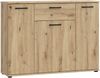 Forte NIKO Sideboard 110, Skandi-Kommode, 3-türig, 1 Schublade, Holzwerkstoff, Wohn-/Schlafzimmer, Artisan Eiche Holzdekor, 109,6 cm breit x 81,7 cm hoch x 29,1 cm tief Bild 3