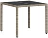vidaXL Gartentisch mit Glasplatte Hellgrau 90x90x75 cm Poly Rattan 368122 Bild 2