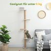 Katzenkletterwand Mit Sisalplattformen & Spielzeug - Wandmontage Katzengymnastik Kratzwand Regal Bis 180cm Höhe,Hellgrau Bild 5