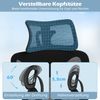 Ergonomischer Bürostuhl mit verstellbarer Lendenstütze & Kopfstütze & 3D-Armlehnen Schwarz Bild 3