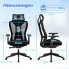 Ergonomischer Bürostuhl mit verstellbarer Lendenstütze & Kopfstütze & 3D-Armlehnen Schwarz Bild 2