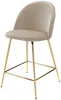Vente-unique - Barhocker 2er-Set - Samt & goldfarbenes Metall - Beige - MELBOURNE Bild 4
