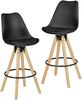 2er Set Barhocker LIMA Schwarz Retro Design Kunstleder Holz mit Lehne, Design Barstuhl Retro Skandinavisch 2 Stück, Tresenhocker Sitzhöhe 77 cm Bild 2