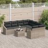 vidaXL Sofa Set mit Kissen mit Kissen 9 pcs Hellgrau Poly Rattan 3346662 Bild 3