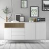 Dmora Kommode Julie, Wohnzimmerbuffet, Wohnzimmer-Sideboard, Moderne Küchen-Speisekammer, 176x48 h90 cm, Weiß und Eiche Bild 2