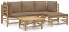 vidaXL 5-tlg. Garten-Lounge-Set mit Kissen Taupe Bambus 3155114 Bild 2