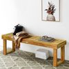 Sitzbank Massivholz Gartenmöbel Holzbank Gartenbank Belastbar bis 360 kg 132 x 34 x 43,5 cm Teak Bild 2