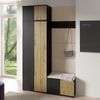 Garderoben-Set Rosario Version 2 mit Lamellen, Kleiderschrank mit Polsterplatten und Schuhschrank (Schwarz / Eiche Artisan, Trinity 02), 225 x 40 x 140 cm Bild 3