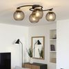 LED Deckenleuchte, 4-Flammig, Holz, Gitterschirme, schwarz, L 60 cm Bild 3
