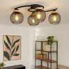 LED Deckenleuchte, 4-Flammig, Holz, Gitterschirme, schwarz, L 60 cm Bild 2