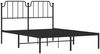vidaXL Bettgestell mit Kopfteil, Metall, Schwarz, 150x200 cm Bild 3