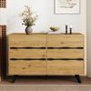 Moderner Sideboard-Schrank, mit 6 Schubladen – Holzoptik, Metallfüße, Viel Stauraum, Minimalistisches Design, Für Wohnzimmer & Esszimmer, Holz, Holzoptik, 120 x 40 x 75,5 cm Bild 2