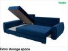 MEBLINI Schlafcouch mit Bettkasten - FURLA - 250x151x90cm Links - Blau Samt - Kleines Ecksofa mit Schlaffunktion - Sofa mit Relaxfunktion und Kissen - Kleine Couch L-Form - Eckcouch Bild 5