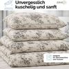 ZIRVEHOME Bettwäsche Baumwolle Bettwäsche-Set Beige Bettbezug Schwarz geblümt Evla V1, Renforce, 2 teilig, Baumwolle Bettbezug Beige mit Blumenmuster in Schwarztönen Bild 4