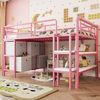 Kinderhochbett aus Metall mit Stauraum, 90x200 cm, Rosa, ohne Matratze Bild 2