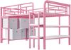 Kinderhochbett aus Metall mit Stauraum, 90x200 cm, Rosa, ohne Matratze Bild 4
