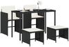 vidaXL 5-tlg. Garten-Essgruppe mit Kissen Schwarz Poly Rattan 365080 Bild 3