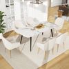Merax Samt-Esszimmerstuhl, 6er-set, mit Steppdesign und Galvanisieren der Beine, Beige, 81 x 61,5 x 54,5 cm Bild 3