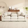 3-Sitzer Sofa B 242 x T 80 x H 88 cm aus Chenille mit USB-Anschluss und Klapptisch Bild 2