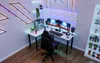 SyberDesk Gaming Pro LED Eckschreibtisch 197 x 132 cm mit LED großer Computer-Schreibtisch, Gaming tisch, USB HUB, (links, Weiß) Bild 3