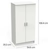 Dmora 2-türiger MehrzweckschrankAbram, Multifunktionale Möbel, Schuhschrank, Besenschrank, 55x35 h108 cm, Mattweiß Bild 3