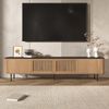 TV-Schrank 190cm×35cm×45cm modern Schwarz & Eiche Gittertür Stauraum bis 60 kg Bild 2