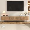TV-Schrank 190cm×35cm×45cm modern Schwarz & Eiche Gittertür Stauraum bis 60 kg Bild 4