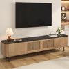 TV-Schrank 190cm×35cm×45cm modern Schwarz & Eiche Gittertür Stauraum bis 60 kg Bild 5