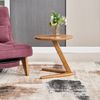 Runder Holztisch mit Z-förmigem Bein, moderner Beistelltisch im minimalistischen Stil für Wohnzimmer & Schlafzimmer Bild 4
