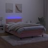 vidaXL Boxspringbett mit Matratze & LED Rosa 120x200 cm Samt 3134398 Bild 3