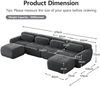 Flieks 4-Sitzer Sofa, U-förmiges Sofa, Schlafsofa, rahmenlos modular mit 2 Ottoman & 4 Kissen, rutschfester Boden, Plüsch, Grau Bild 4