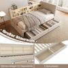 Daybett 90x200 cm mit 2 Schubladen, USB- & Typ-C-Anschlüssen, gepolstertem Leinenbezug und elegantem Knopfdesign, Beige Bild 5