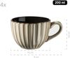 Geschirr Set für 4 Personen im modernen Vintage Look, 12-teiliges Frühstücksgeschirr Service aus Keramik in Beige mit schwarzen Akzenten Bild 2
