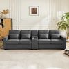 Großes Sofa mit integrierter Ladestation & Lendenkissen, Leinen, 290x83x88 cm, Dunkelgrau Bild 5