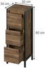 Midischrank Naola Eiche/Schwarz 30 x 80 cm mit 3 Schubladen Vicco Bild 2