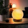 LED Tischleuchte, Salzkristall, Holz, H 10,2 cm Bild 2