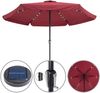 Kingsleeve Sonnenschirm LED Beleuchtung UV Schutz 80+ Schhutzhülle Solar Kurbel 330cm wasserabweisend rot Bild 3