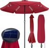 Kingsleeve Sonnenschirm LED Beleuchtung UV Schutz 80+ Schhutzhülle Solar Kurbel 330cm wasserabweisend rot Bild 2