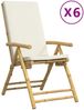 vidaXL Gartenstühle 6 Stk. Verstellbar Klappbar mit Kissen Bambus 3208928 Bild 2